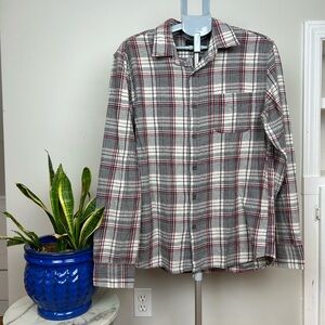 J.CREW Plaid Flannel Button Down Shirt NWT Gray Cream Red